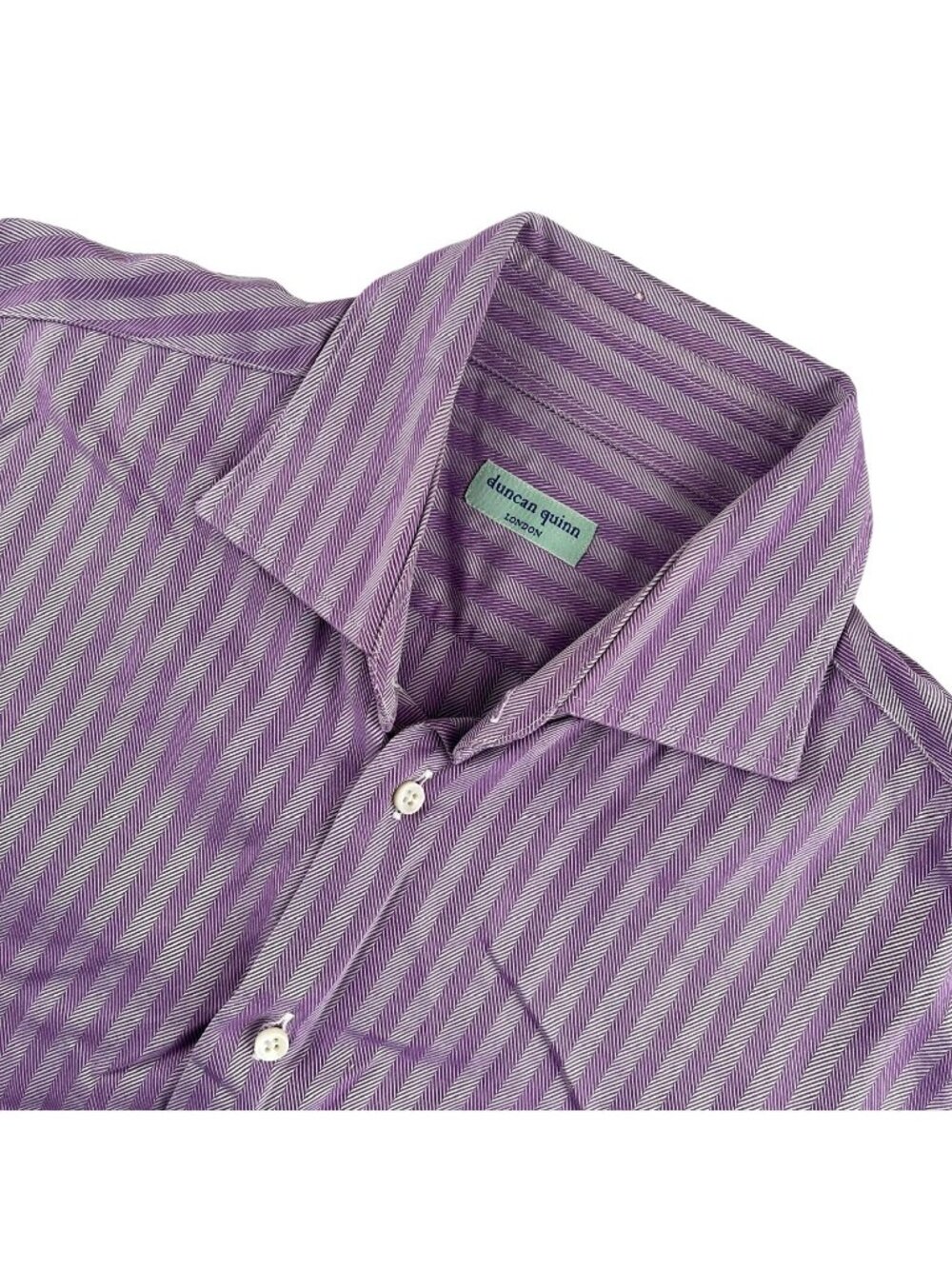 Duncan Quinn Men's Purple Striped French Cuff Button-Down Shirt • Italy • Large